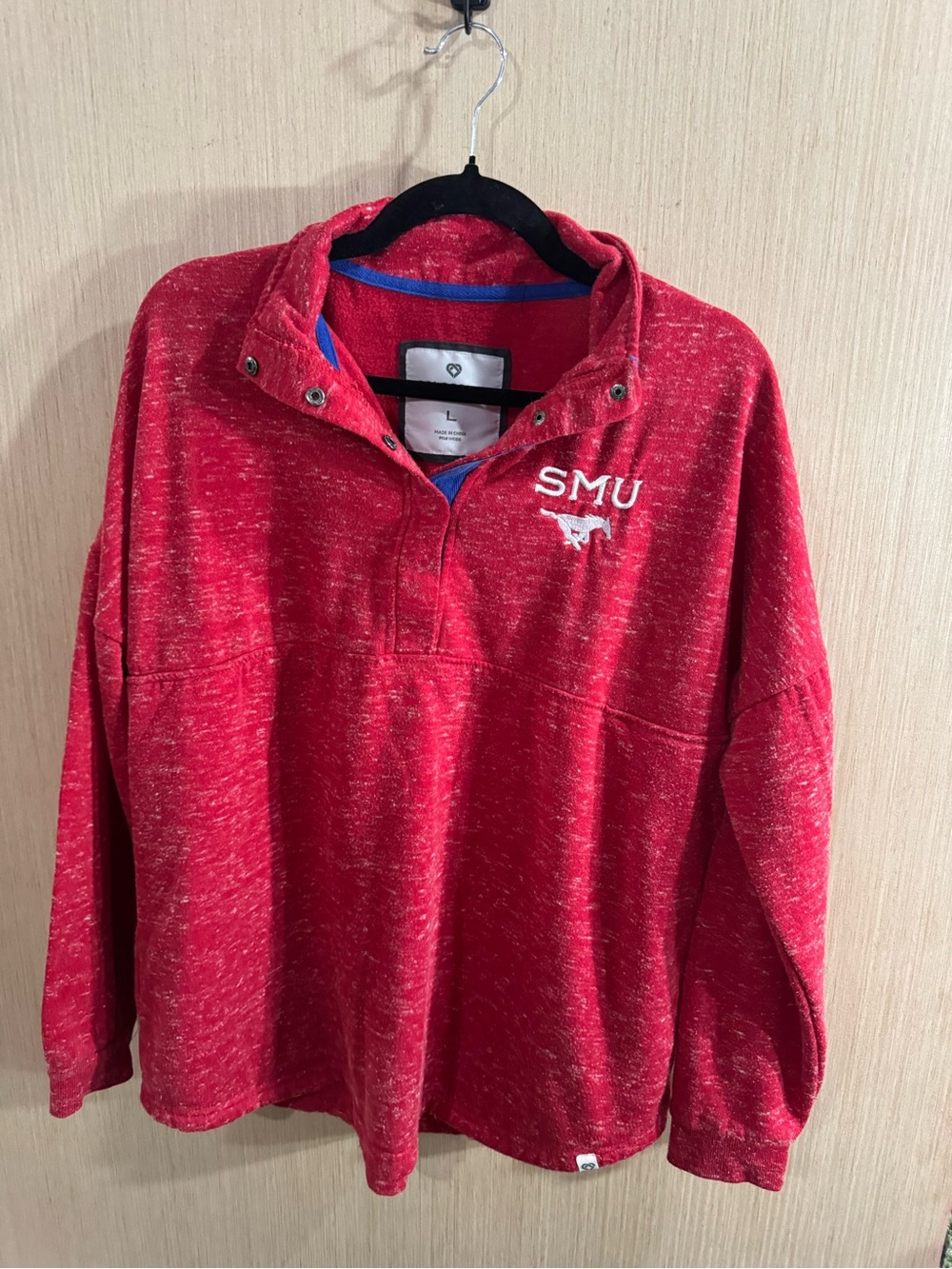 Colosseum Women’s SMU Red Pullover Quarter-Snap Sweatshirt Size Large